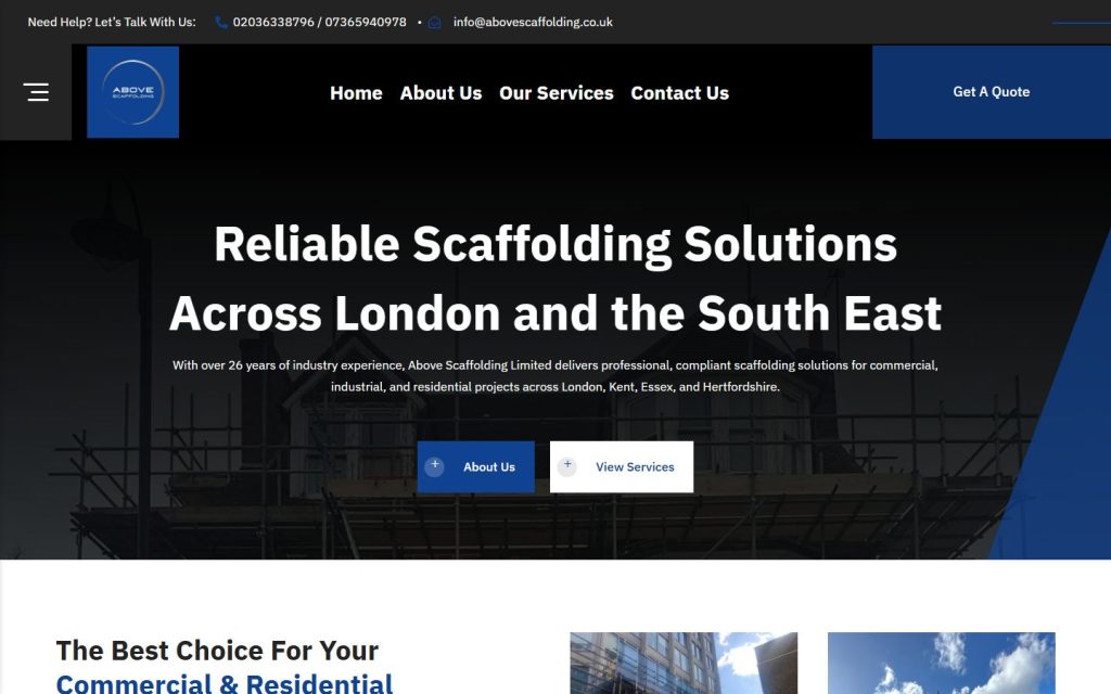 Above Scaffolding Limited, design work by Luxbranding